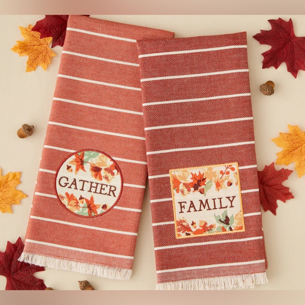 Gather Family Embellished Dishtowels- Set of 2
